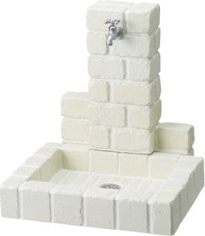 ニッコーエクステリア 立水栓ユニット一式セット サークルタイプ 丸型パン ミックス OPB-RS-1T-PA-MX＋蛇口F202セット OPB-RS-1T-PA-MX--set 送料無料 立水栓ユニット サークルタイプ PBセット-ニッコーエクステリア - 立水